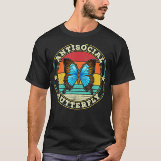 T-shirt Antisocial Butterfly Vintage Retro Introvert