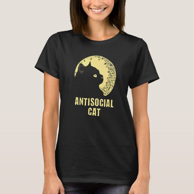 T-shirt Antisocial Cat  Cat  Humor Kitten Introvert (Devant)