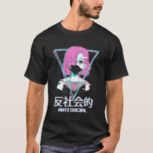 T-shirt Antisocial Vaporwave Anime Japonais Esthétique