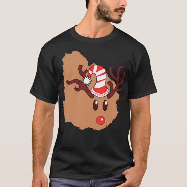 T-shirt Antlers de rennes de Noël Uruguay Tête de rennes A (Devant)