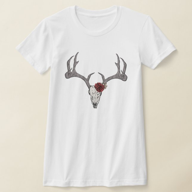 T-shirt Antlers Rustiques Floraux De Cerfs Rennes (Poser)