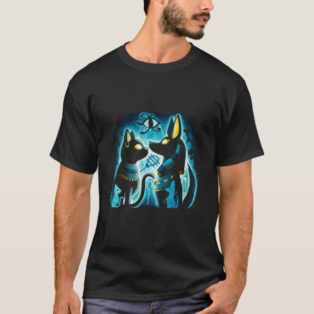 T-shirt Anubis Et Bastet Ancien Dieu Égyptien De L'Afte (Devant)