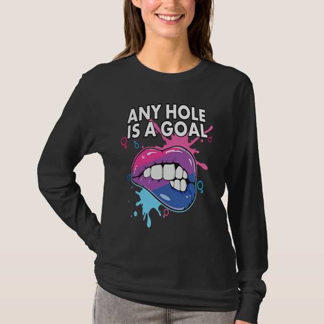 T-shirt Any Hole Is A Goal Bisexual Rainbow Pride Bisexual (Devant)