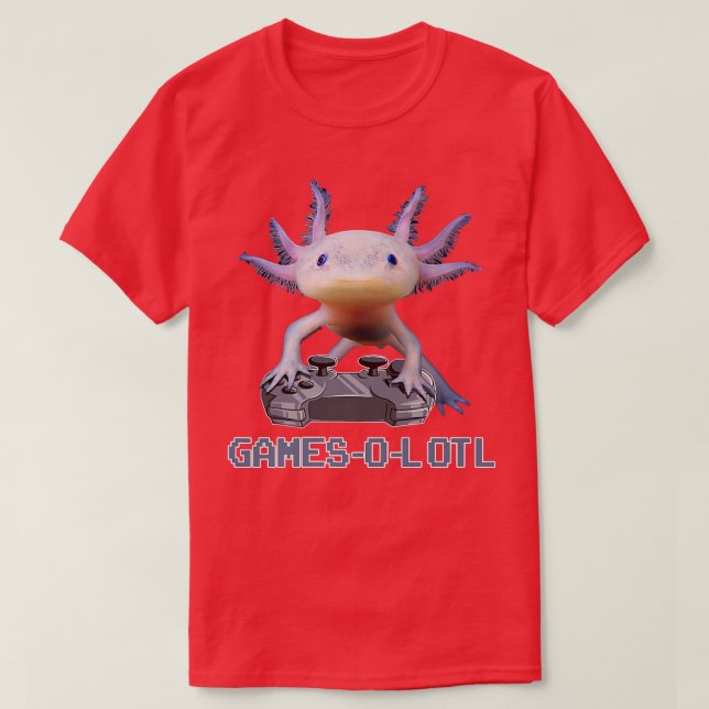 T-shirt Aolotl Fish Jouer Jeu Vidéo WhiteAolotl Lizard  (Design devant)