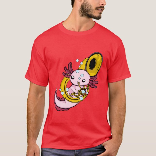 T-shirt Aolotl Playing Sousaphone Marching Band retro (Devant)