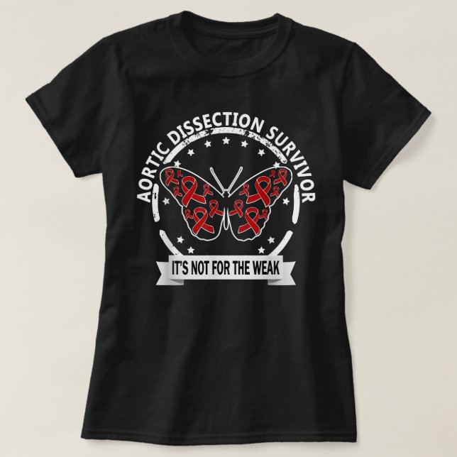 T-shirt Aortic Dissection Survivor, red-ribbon raising awa (Design devant)