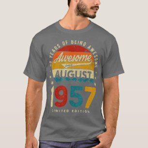 T-shirt Août 1957 Anniversaire 65 Ans D'Être Un Vin Impres