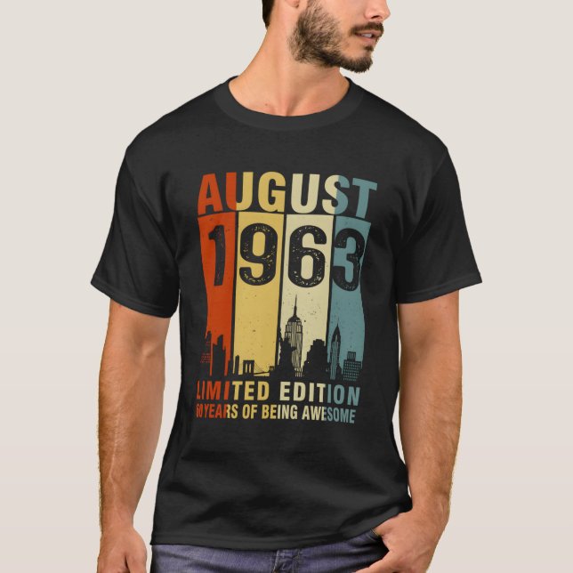 T-shirt Août 1963 60 Ans D'Être Impressionnant (Devant)