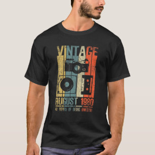 T-shirt Août 1980 T Chemise 40 Ans Chemise 1980 Birthda