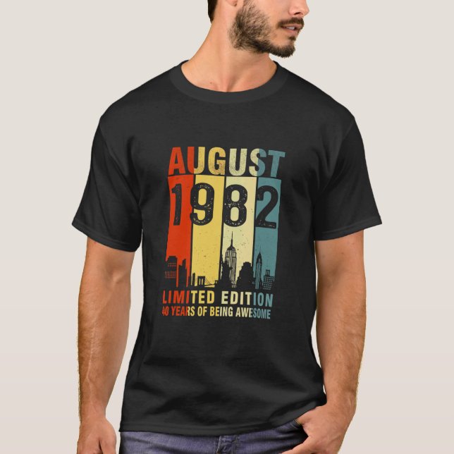 T-shirt Août 1982 40 Ans D'Être Impressionnant (Devant)
