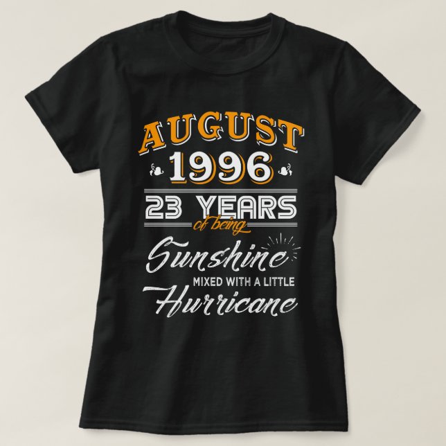 T-shirt Août 1996, 23 ans d'être soleil (Design devant)