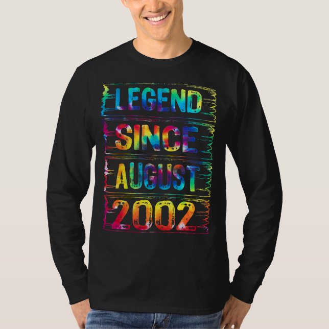 T-shirt Août 20 ans depuis 2002 20e anniversaire Cravate (Devant)