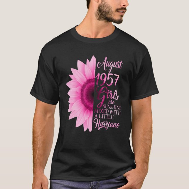 T-shirt Août Fille 1957 65 Ans D'Être Sunshine Mixte (Devant)