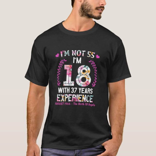 T-shirt Août Filles 1966 55 Anniversaire 55 Anniversaire J (Devant)