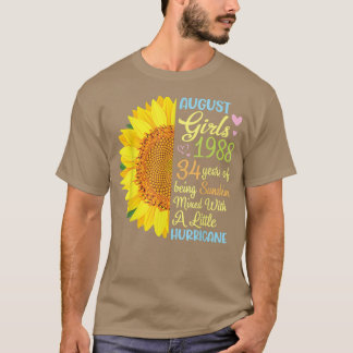 T-shirt Août Filles 1988 34 Ans D'Être Sunshine Mied