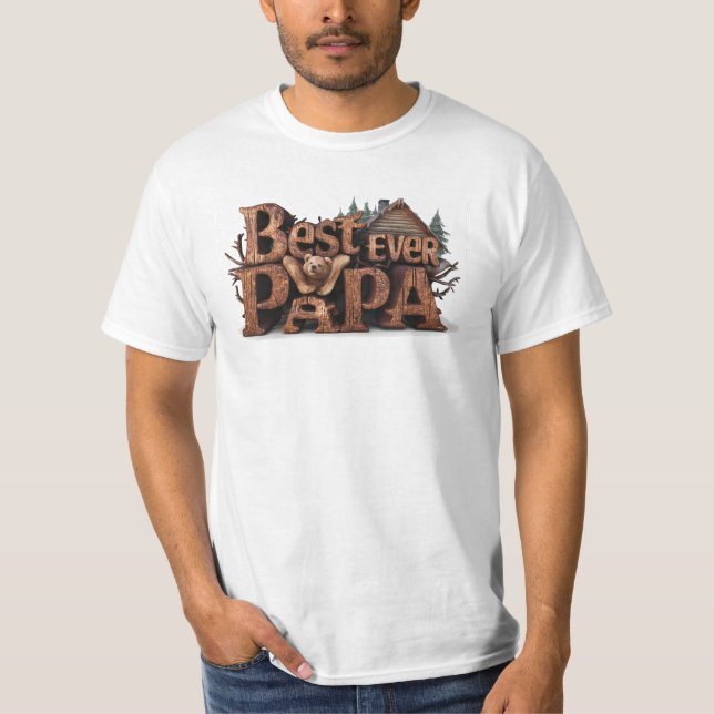 T-shirt *~* AP86 BEST EVER PAPA Fête des pères Rustique (Devant)