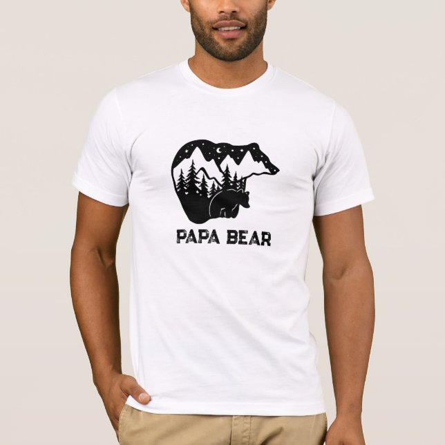 T-shirt *~* AP86 PAPA BEAR Cub Fête des pères de pins lune (Devant)