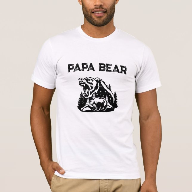 T-shirt *~* AP86 Roaring PAPA BEAR Stars Fête des pères (Devant)