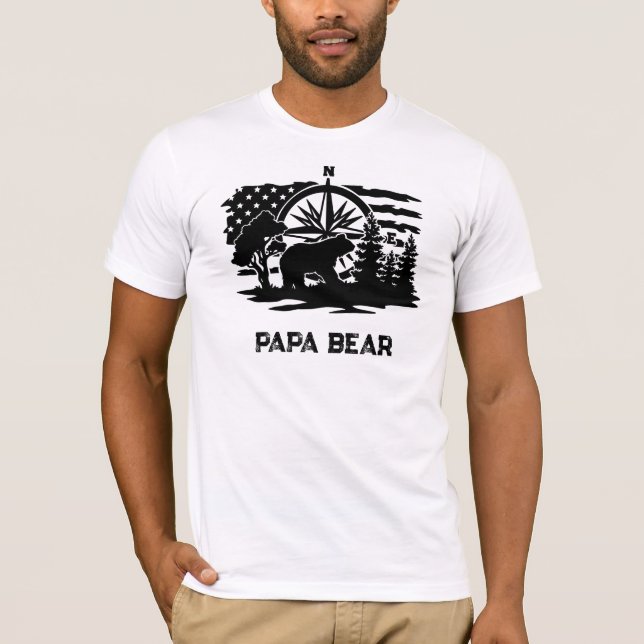 T-shirt *~* AP86 USA PAPA ours Fête des pères patriotique (Devant)