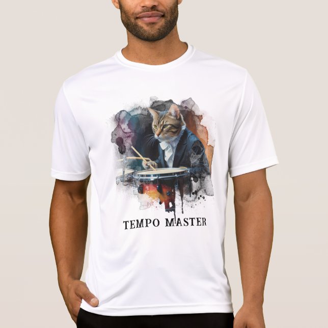 T-shirt *~* AP91 Percussionniste Cool Cat DRUMMER TUXEDO (Devant)