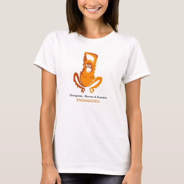 T-shirt Ape -ORANGUTAN- Graphique animal menacé - (Devant)