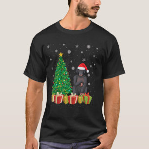T-shirt Ape Xmas Arbre Éclairage Santa Hat Ape Noël