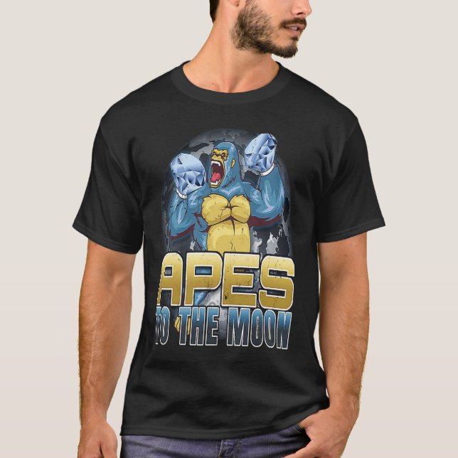 T-shirt Apes To Lune Diamond Hands HODL Apes Together (Devant)