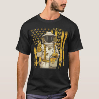 T-shirt Apiculteur Drapeau Américain Drôle de Miel