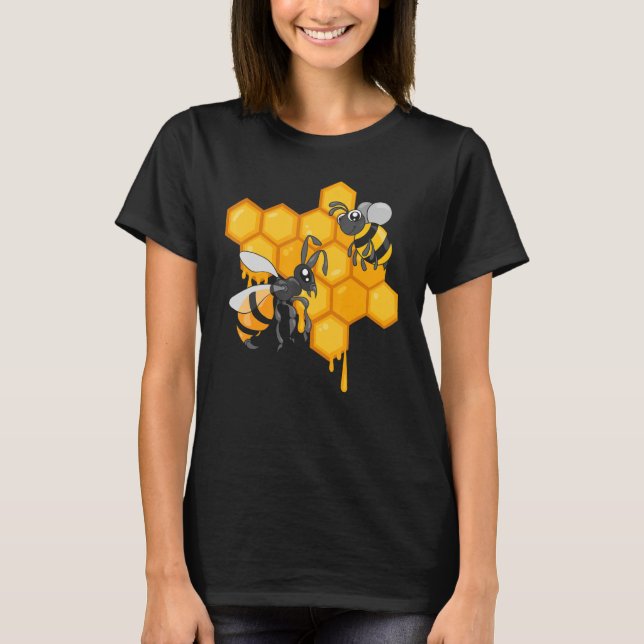 T-shirt Apiculture Cute Bees Honeycomb Bee Hive Beekeeping (Devant)