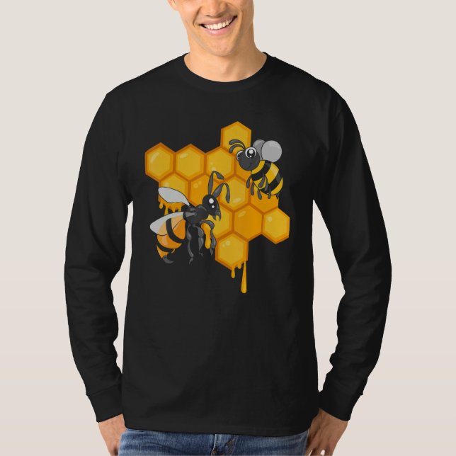 T-shirt Apiculture Cute Bees Honeycomb Bee Hive Beekeeping (Devant)