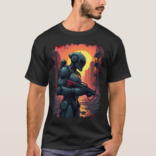 T-shirt Apocalypse Futuriste Cyborg Déchets Tee (Devant)