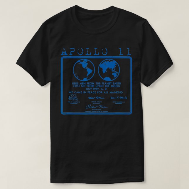 T-shirt Apollo 11 Commemorative Lunar Plaque Moon Landing  (Design devant)