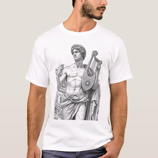 T-shirt Apollo Greek God of Sun and Music - Black and Whit (Devant)