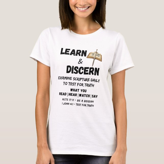 T-shirt Apologetics Berean Apprendre & Discerner Vérité Éc (Devant)