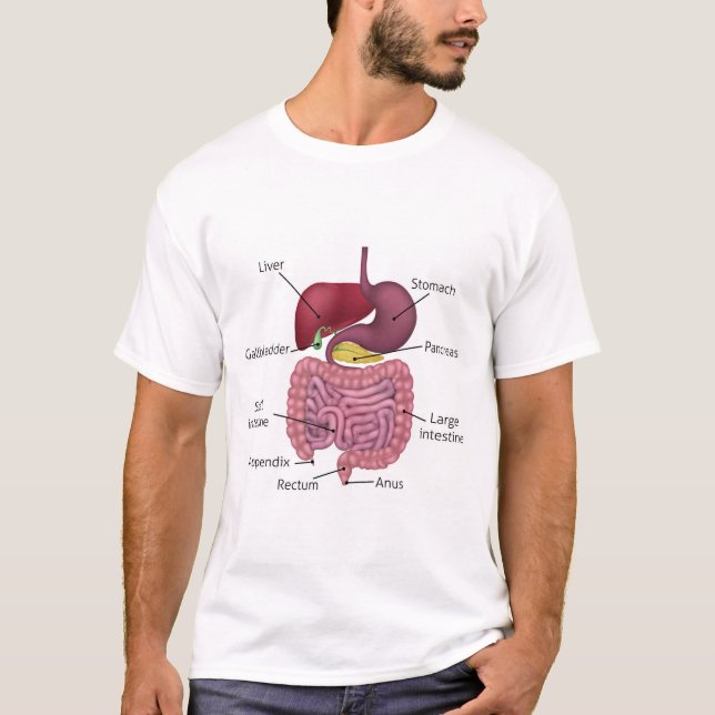 T-shirt Appareil digestif et étiquettes gastro-intestinaux (Devant)