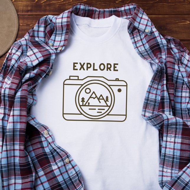 T-shirt Appareil Photo Explorer Simple (Explore, Adventure, Cool)