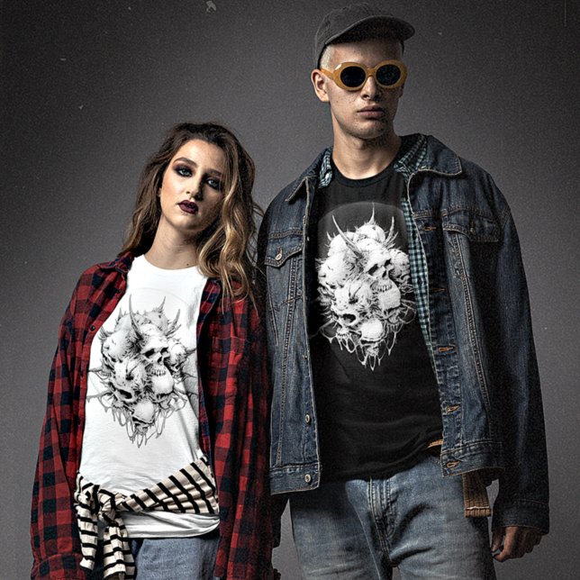 T-shirt Apparition de la mort fusionné crânes démons halo  (Créateur téléchargé)