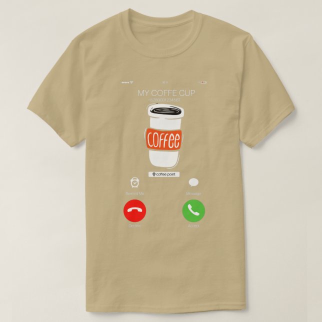 T-shirt appel à partir du café (Design devant)