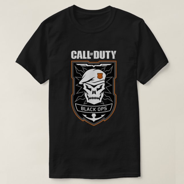 T-shirt Appel de service Noir Ops 4 Badge  (Design devant)