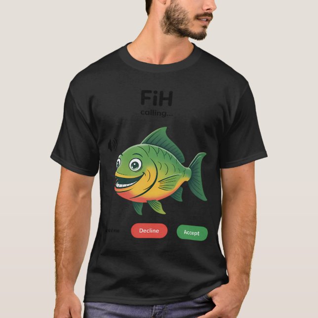 T-shirt Appel déclin accepté drôle de pêche téléphone Cal (Devant)
