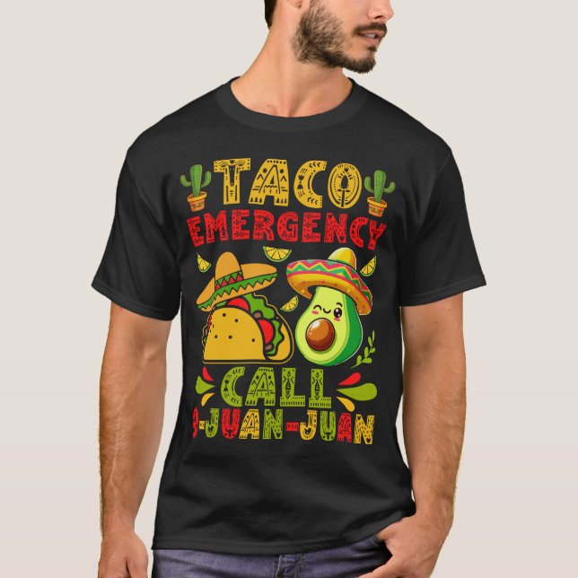 T-shirt Appel d'urgence Taco 9-Juan-Juan Funny Food mexica (Devant)