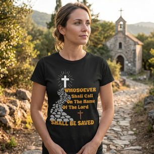 T-shirt "Appelez le Seigneur" Croix-Chrétienne brillante