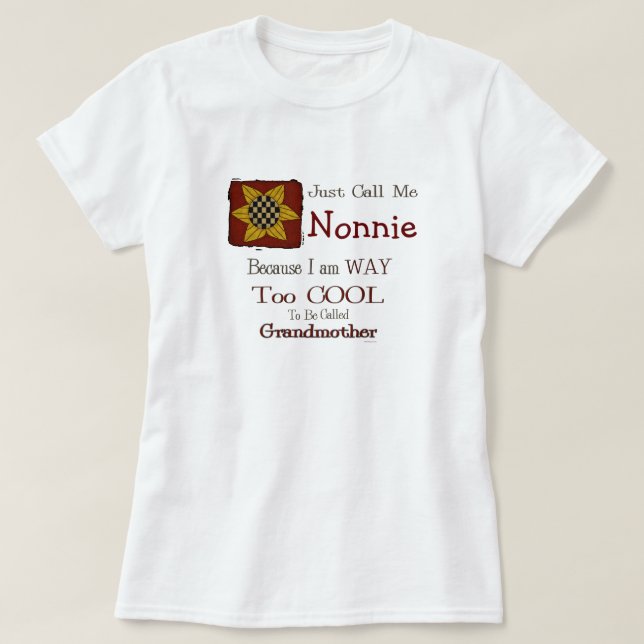 T-shirt Appelez-moi Nonnie Cool Grand-shirt Prim Tournesol (Design devant)
