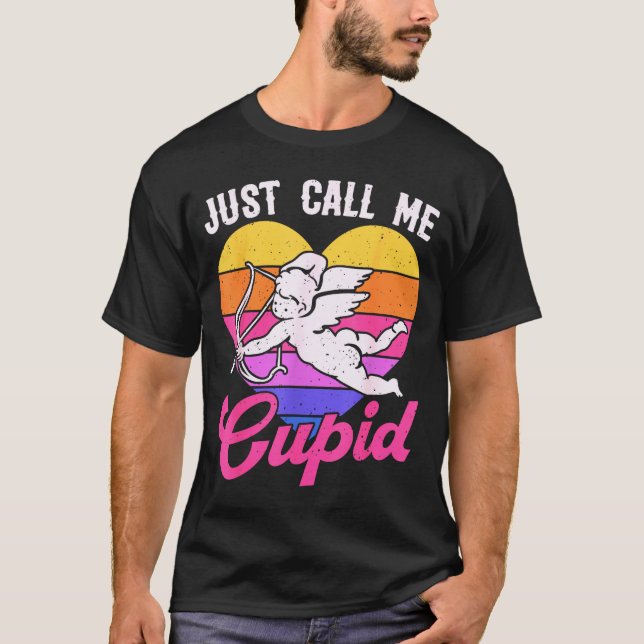 T-shirt Appelez-moi simplement Cupidon Saint-Valentin Flèc (Devant)