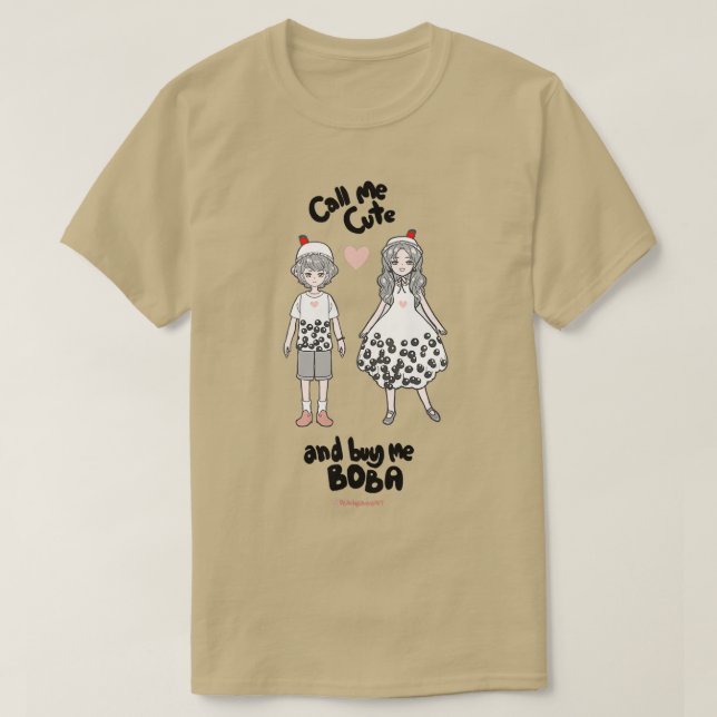 T-shirt Appelle-moi mignonne et achète-moi Boba (Design devant)