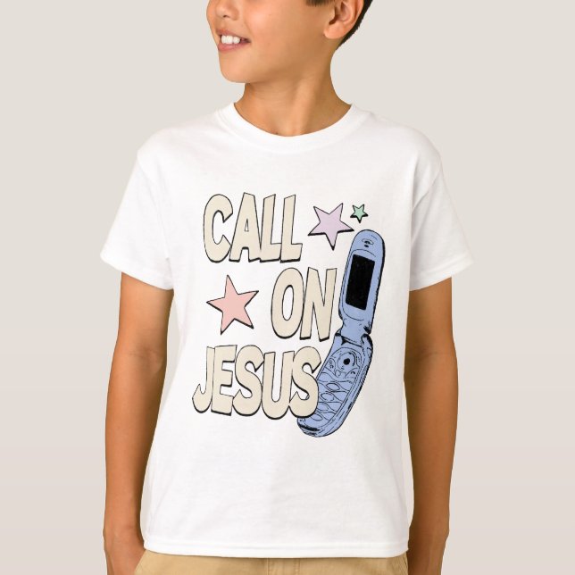 T-shirt Appellez Jésus – Design Rétro Foi (Devant)