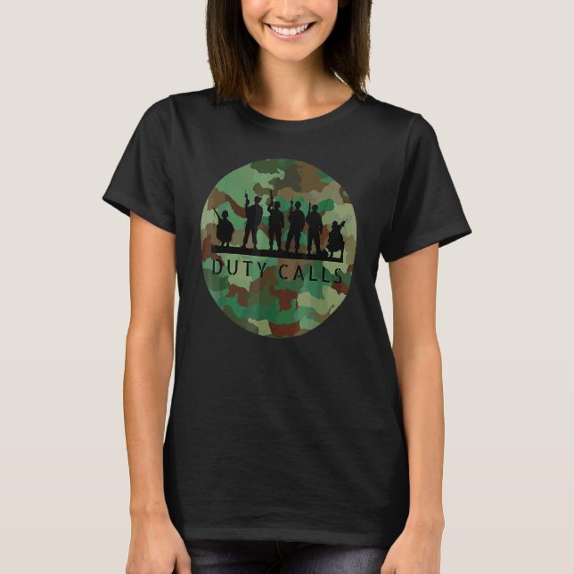 T-shirt Appels de service Cool Camouflage Soldat Figurines (Devant)
