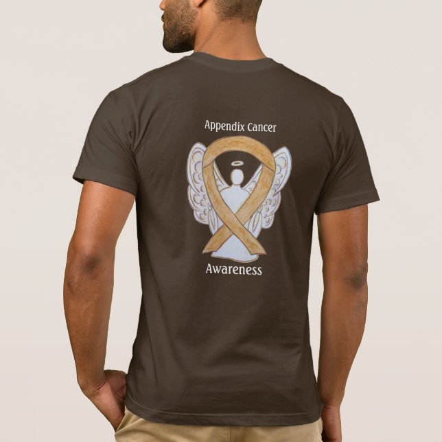T-shirt Appendice Cancer Sensibilisation Amber Ribbon Ange (Dos)