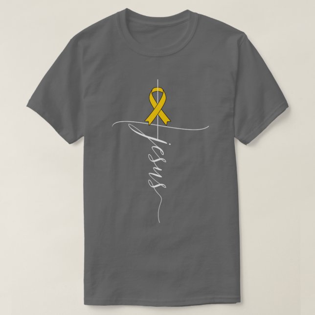 T-shirt Appendix Cancer Awareness Jesus Amber Ribbon Gift (Design devant)