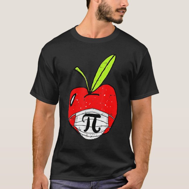T-shirt Apple Pi Day Cute Visage Masque Professeur Quaran  (Devant)